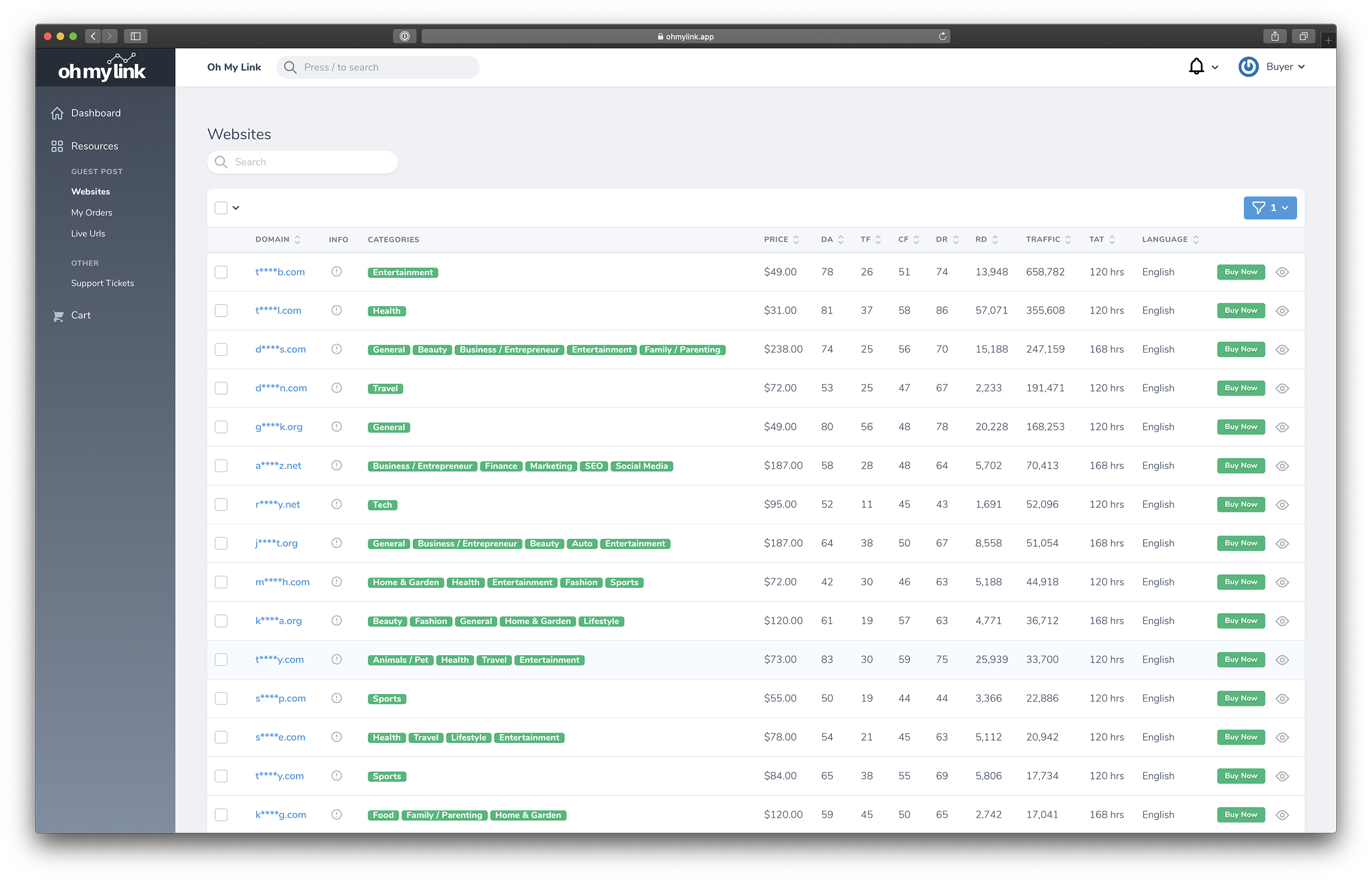 Screenshot of Websites